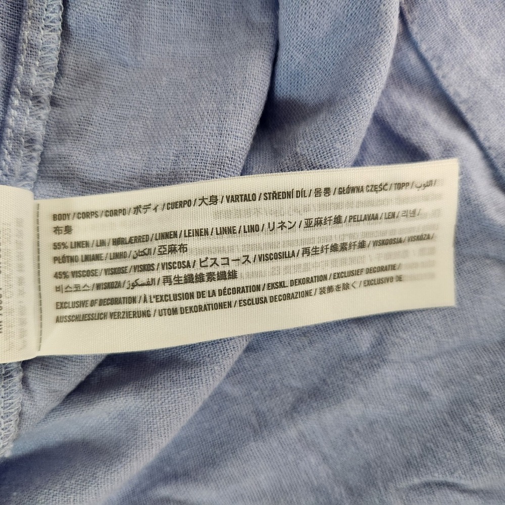 Abercrombie & Fitch Linen Blend Maxi Dress Lrg Blue Asymmetric Tiers Adjustable - Picture 13 of 13
